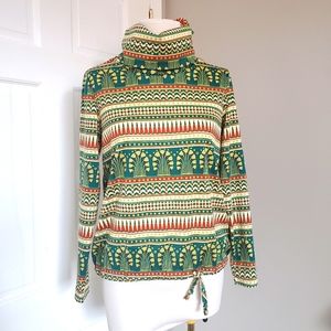 Vintage Colourful stripe geometric turtleneck top